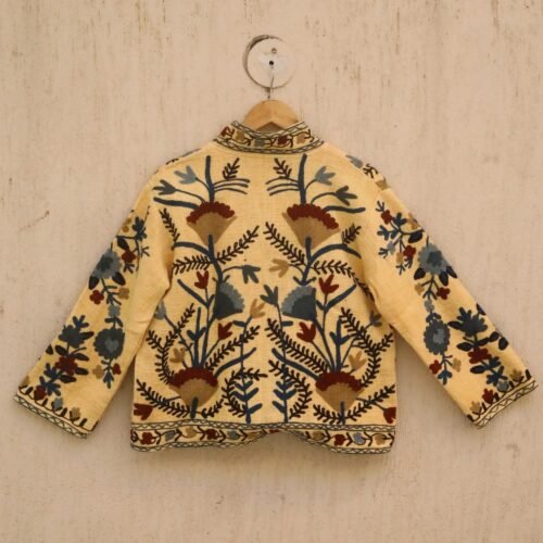 Beautiful Boho Style Cotton Suzani Embroidered Jacket For Layering Free Size Jacket - Image 8