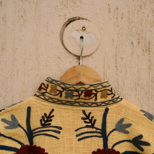 Beautiful Boho Style Cotton Suzani Embroidered Jacket For Layering Free Size Jacket - Image 9