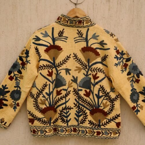 Beautiful Boho Style Cotton Suzani Embroidered Jacket For Layering Free Size Jacket - Image 10