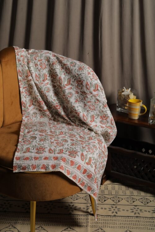 Indian Criss Cross Block Print Waffle Towel - Image 3