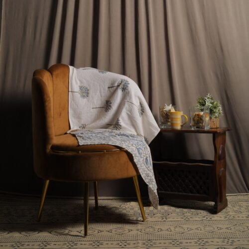 Geometric Block Print Cotton Waffle Towel - Image 4