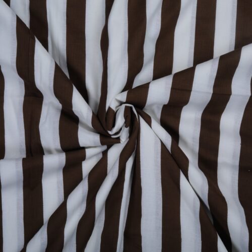 Organic Cotton Fabric In Brown & White