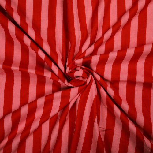 Soft Touch Cotton Fabric In Red & Peach