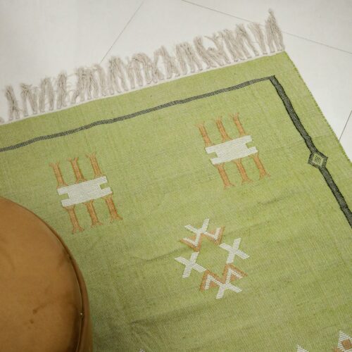 Ethnic Sabra Cotton Floor Rug In Green