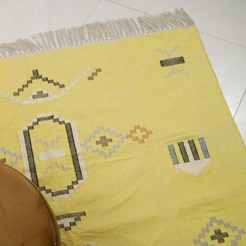 Textured Sabra Cotton Rug In Yellow