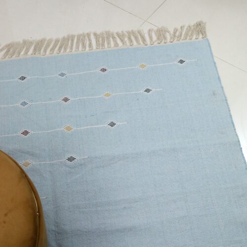 Ethnic Sabra Cotton Floor Rug In Sky Blue