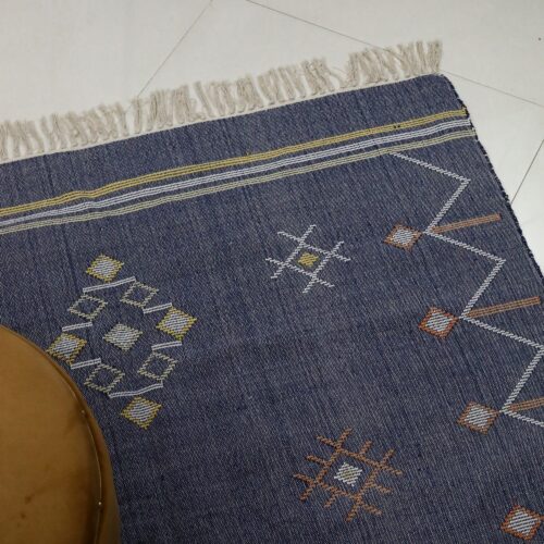 Modern Minimalist Look Sabra Cotton Rug In Blue