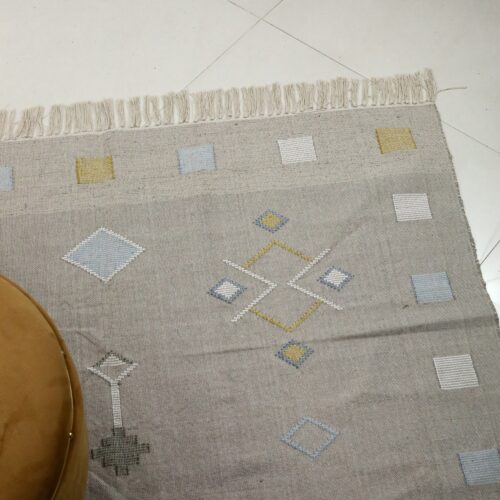 Natural Sabra Cotton Rug  In Gray
