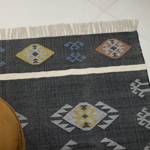Luxury Sabra Cotton Rug In Blackish Gray