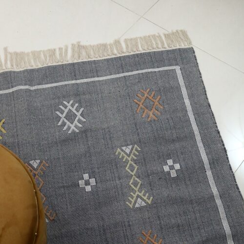 Eco Friendly Sabra Rug With Cotton In Blue Gray
