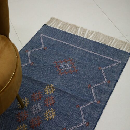 Comfortable Sabra Cotton Wool Rug In Blue