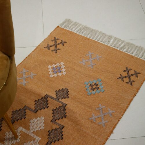Natural Sabra Cotton Rug In Dark Brown