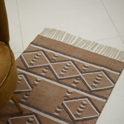 Ethnic Sabra Cotton Decorative Rug In Light Brown