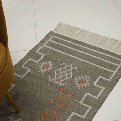 Desert Glow Sabra Rug With Cotton Wool In Gray & Multicolor