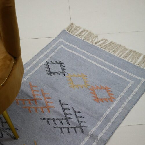 Natural Warmth for HomeSabra Rug With Cotton Wool In Blue