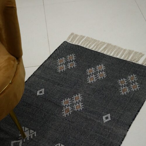 Soft Texture Sabra Rug With Cotton Wool In Navy Blue