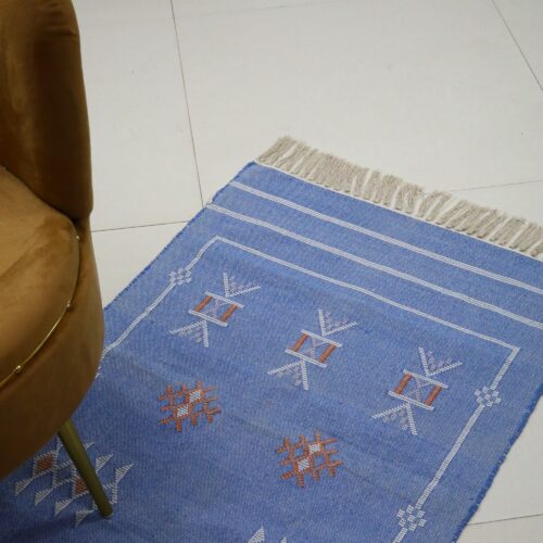 Cozy Sabra Cotton Whool Rug In Blue
