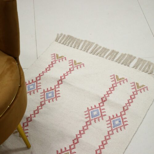 Sabra Rug Soft & Durable With Cotton Wool In White & Multicolor