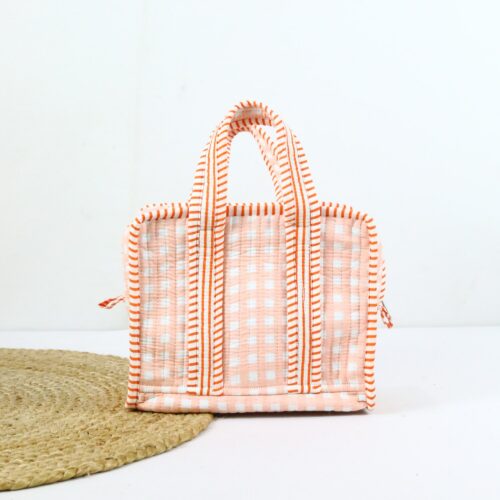 Cotton Tiny Tiffin Easy Carry Lunch Box In Peach Shade - Image 2