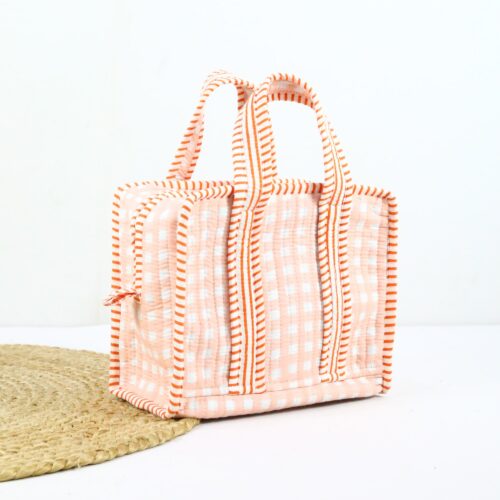 Cotton Tiny Tiffin Easy Carry Lunch Box In Peach Shade - Image 3