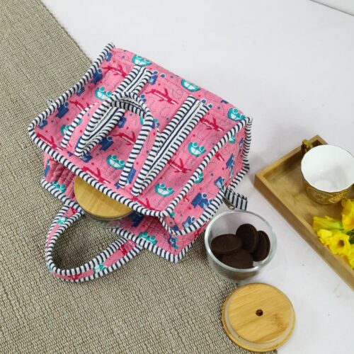 Lunch With Love  Cotton Lunch Box In Pink - Image 5