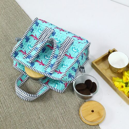 Charming Chew Cotton Lunch Box In Sky Blue - Image 5