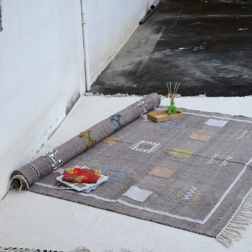 Sabra Cotton Flatweave Rug In Dark Gray - Image 3