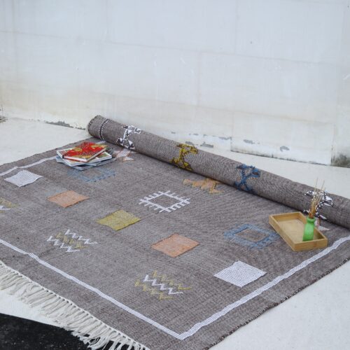 Sabra Cotton Flatweave Rug In Dark Gray - Image 4