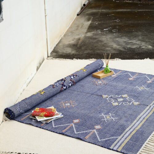 Modern Minimalist Look Sabra Cotton Rug In Blue - Image 3
