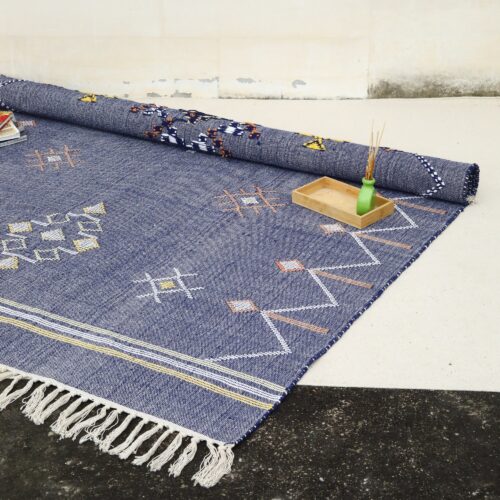 Modern Minimalist Look Sabra Cotton Rug In Blue - Image 5
