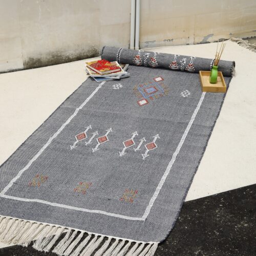 Luxury Sabra Rug With Cotton Wool In Grayish Blue - Image 4