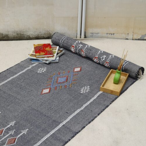 Luxury Sabra Rug With Cotton Wool In Grayish Blue - Image 5