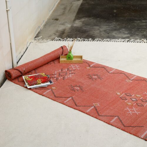 Luxury Sabra Cotton Floor Rug In Rust Brown - Image 3
