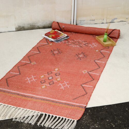 Luxury Sabra Cotton Floor Rug In Rust Brown - Image 4