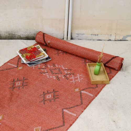 Luxury Sabra Cotton Floor Rug In Rust Brown - Image 5