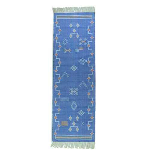 Authentic Sabra Cotton Wool Rug  In Blue