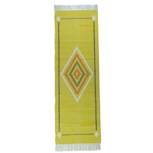 Textured Weave In Tribal Pattern Rug In Dust Yellow