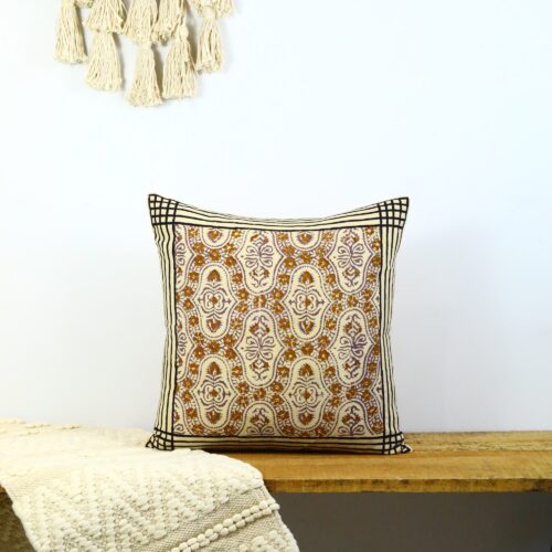 Rajasthani Syahi Begar Cushion Cover In Multicolor - Image 4