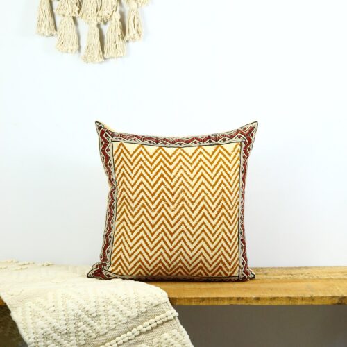 Bagru Syahi Begar Print Block Printed Cushion Cover In Multicolor - Image 4