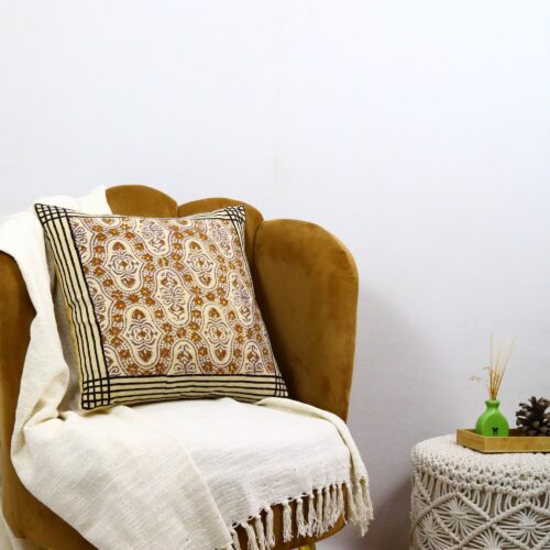 Rajasthani Syahi Begar Cushion Cover In Multicolor - Image 5