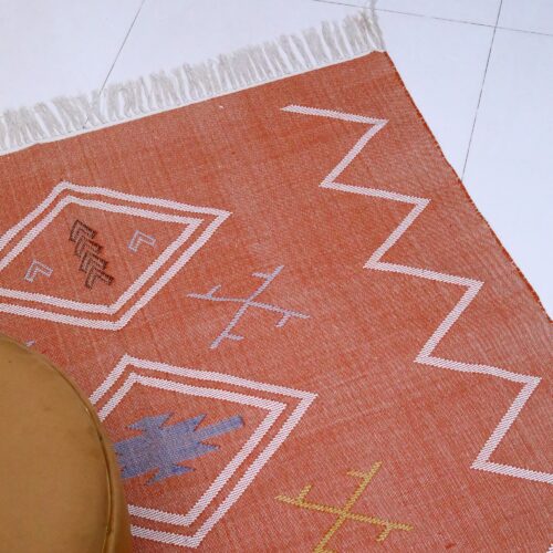 Handwoven Elegance for Homes In Cotton Sabra In Rust