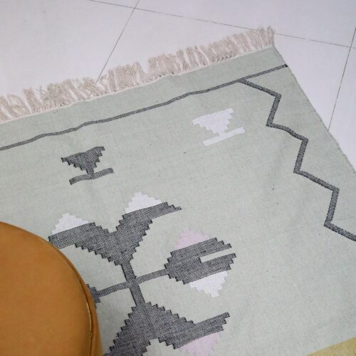 Tribal Patterns Cotton Sabra Rug In Frosty Green