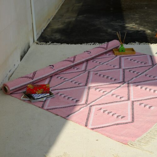 Cotton Sabra Area Rug In Pink - Image 4