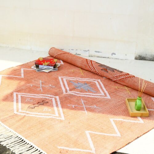 Handwoven Elegance for Homes In Cotton Sabra In Rust - Image 2