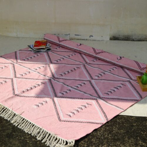 Cotton Sabra Area Rug In Pink - Image 5