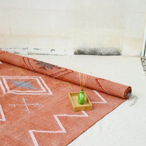 Handwoven Elegance for Homes In Cotton Sabra In Rust - Image 3