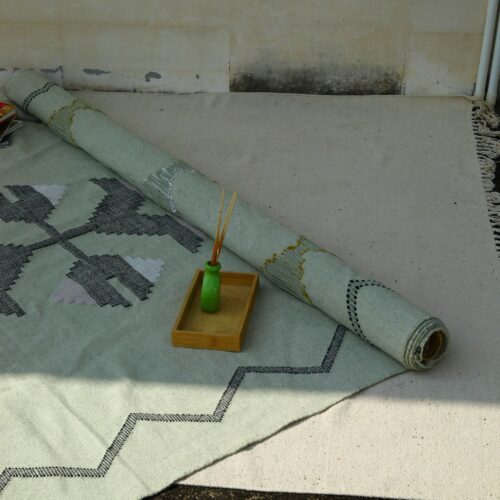 Tribal Patterns Cotton Sabra Rug In Frosty Green - Image 6