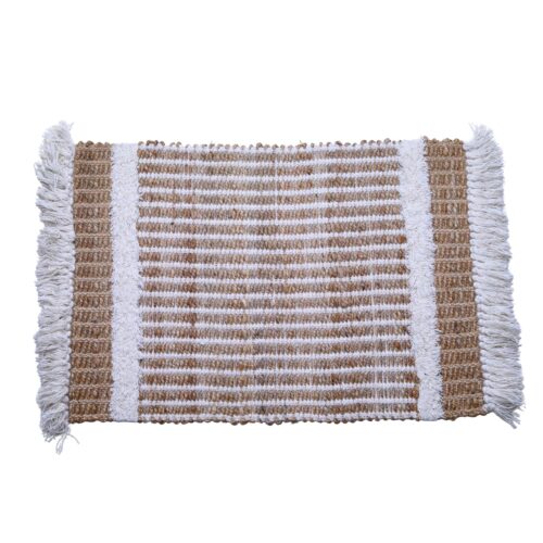 Sabra Cotton Living Room Rug In White & Brown - Image 2