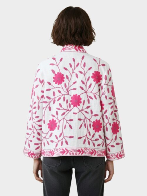 Stitchwork Elegance Cotton  Slub Suzani Jacket In Multicolor - Image 3