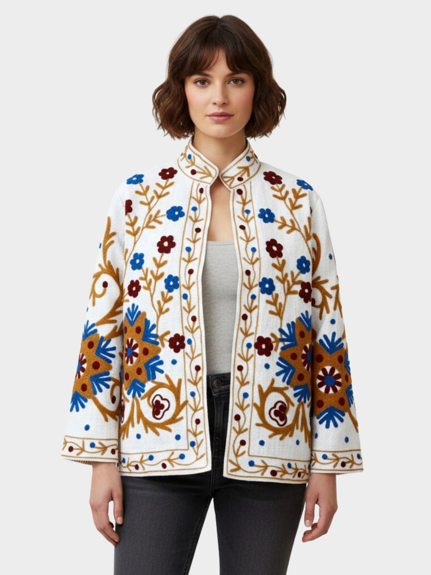 SoulWeave Cotton Slub Suzani Jacket In Multicolor - Image 4